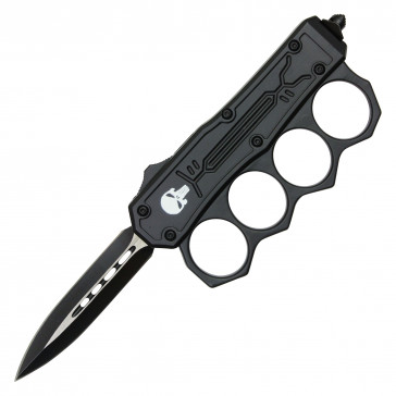 9" Black Skull Knuckle OTF Knife