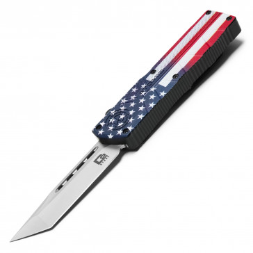 7.75" UltraLite Atomic USA Patriot Flag OTF Auto D2 Steel Tanto Blade w/ Kydex Gift Box