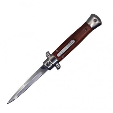 9" Vito Italian Stiletto OTF Knife w/Wooden Handle