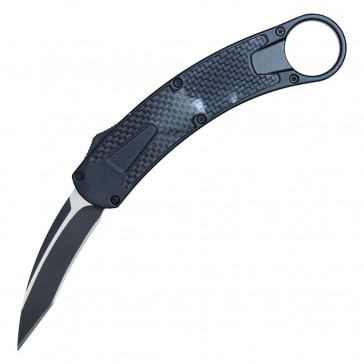 Black Carbon Fiber Karambit OTF w/ Two Tone Blade