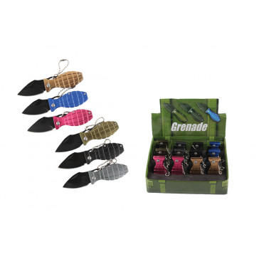 12 Piece Mini Grenade Pocket Knives With Display Case