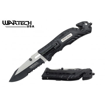 8" Spring Assisted Rescue Knife w/ LED Light