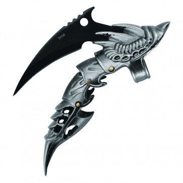 5" FINGER CLAW 3" BLACK BLADE SILVER HANDLE W/ KNIFE