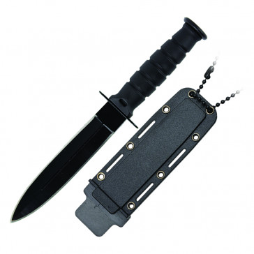 6" Double Edge Neck Knife w/Sheath (Black)