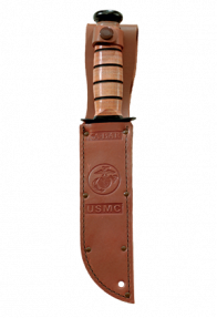 LEATHER SHEATH,USMC LOGO-BRN,FIT KNF W/7" BLADE