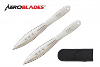 2 Piece 7.5" Double Edged Throwing Knives Set w/ 3-Arrow Detail (Chrome)