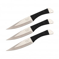 9" Set of 3 Black Cord Wrapped Throwing Knives