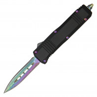 7" Atomic Junior Dual Action 1095/15N20 TRUE Rainbow TiNite Damascus OTF Knife
