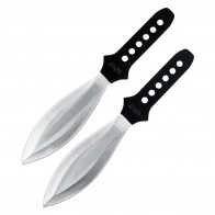 2 Piece 8.5" Two Toned Silver Wings Throwing Knives With Case