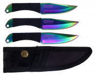 Set of 3 6.5" Rainbow Skyhawk Throwing Knives
