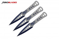 9" 3 pcs set two tone blue throwing knife