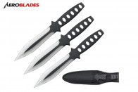 9" 3 pcs set two tone black throwing knife