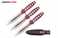 9" 3 pcs set two tone red throwing knife