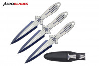 9" 3 pcs set two tone blue throwing knife