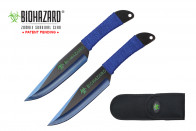 9 Inch 2pc set blue/black blade zombie thrower