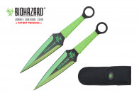9 inch 2pc set green/black blade zombie thrower