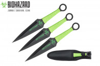 9" 3pcs set black zombie throwing knife
