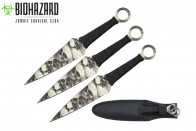 9" 3pcs set black zombie throwing knife