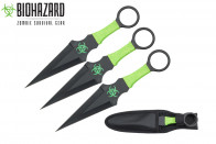 9" 3pcs set black zombie throwing knife