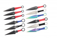 12 Piece 6.5" Assorted Aero Blades Handle Wrapped Throwing Knife Set With Black Case