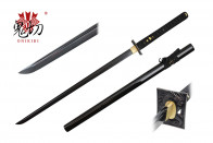 41 1/2" Black Katana w/ Black Damascus Blade