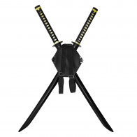 Red Mercenary Dual Swords with Back Holster and Sheath