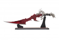24.5" Dragon Dagger With Blood Red Blade And Wooden Display Stand