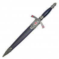 16" Black Knight Dagger w/ Red Cross 