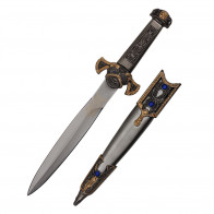 14" Roman Dagger With Owl Design and Blue Gems With Scabbard 