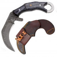 8.5" True Damascus (256-Layer) Karambit w/ Black Wood Handle
