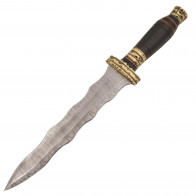 14.5" True Damascus (256-Layer) Fixed Blade w/ Bison Horn Handle