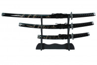 3 Piece Samurai Katana Set w/ Stand