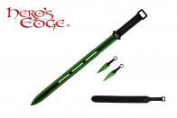 28" Technicolor Ninja Sword w/ Throwing Knives