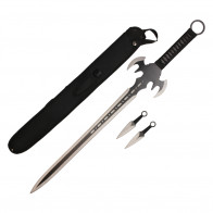 30" 2 Tone Machete W/ 2 PC 5" Throwing Knives