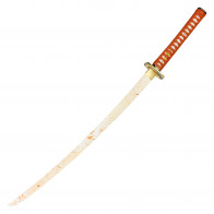 27.5" Handmade Carbon Steel Blade Katana W/ Painted Wood Saya & Kaku-gata Tsuba