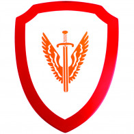 Mini Wooden Shield With Winged Sword Detail (Red)