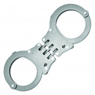 Stainless Steel Tactical Police 3-HINGE Black Handcuffs w/ Nylon Holster