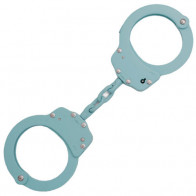 Stainless Steel Tactical Police Chained Teal Handcuffs w/ Nylon Case