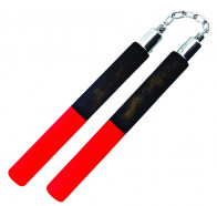 12" Foam Half Black Half Red Nunchaku With Metal Chain Link