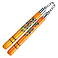 12" Wood Nunchaku w/ Design and Chain Link