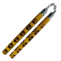 12" Burned Rattan Wooden Nunchaku With Metal Chain Link