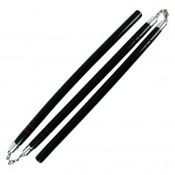 24" Wooden Three Sectional Staff With Metal Chain Link (Black)