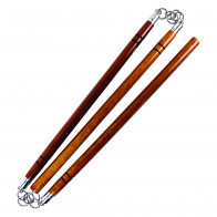 24" Wooden Three Sectional Staff With Metal Chain Link (Natural)