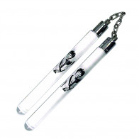 12" Acrylic Clear Ball Bearing Nunchaku Nunchucks w/ Grand Master Graphic