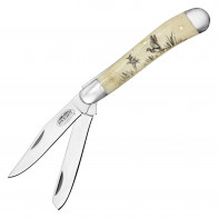 7" Buckshot Classic Laser Etched Duck Stockman 2-Blade Knife w/ Bone Inlay