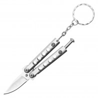 3.5" Chrome Micro Butterfly Knife Keychain