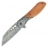 8.25” Buckshot Wood Damascus Pocket Knife