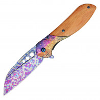 8.25” Buckshot Wood Damascus Pocket Knife