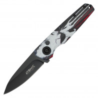 7.5" ATOMIC D2 Steel Skull Automatic Knife w/ Aircraft Aluminum Black Handle