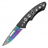 9" Damascus Etched Pocket Knife